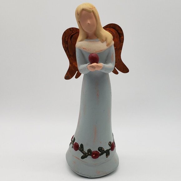 Mind Spring Gentle Souls Wooden 2002 Wisdom Angel Copper Winged Figurine AS IS - Picture 9 of 9